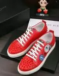 philipp plein studded moccasin chaussures skull rivets red red